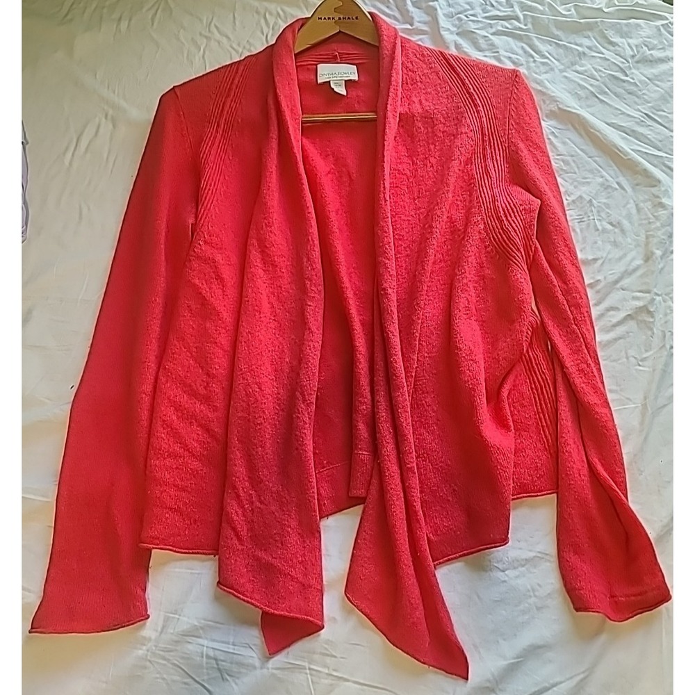 Cynthia Rowley Size Large 100% 2 ply Cashmere Pink Melon Long Sleeve Cardigan